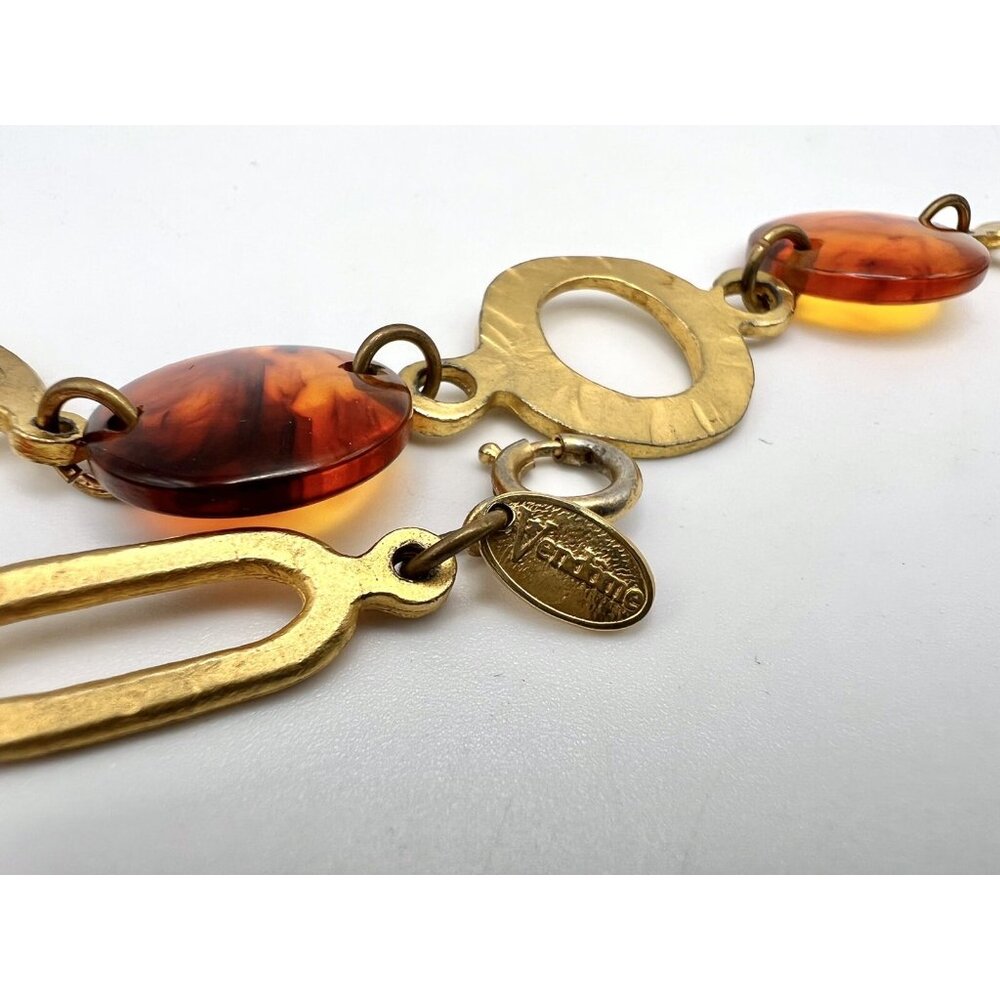 Vintage Mid Century Mod VENDOME Lucite Gold Tone Necklace - Picture 4 of 6